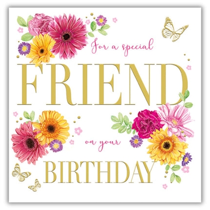 Friend Birthday Card - Pretty Floral Design - Happy Birthday Card for a Special Friend - For Her