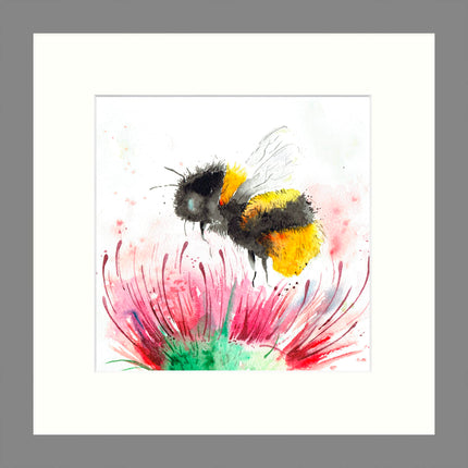 Bumble Bee Framed Print - Bee Painting by Sarah Reilly - Contemporary Animal Themed Artwork - 33.5 x 33.5 cm