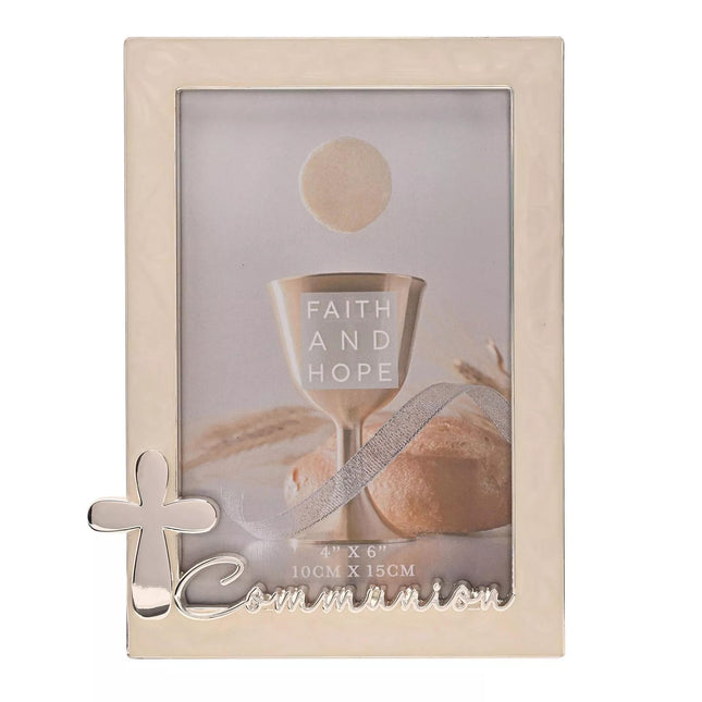 Widdop & Co. Communion Day 6x4'' Photo Frame - Religious Keepsake Silver Plated Picture Frame - First Communion & Religious Gift for Boys and Girls