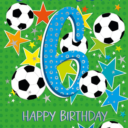 6th Birthday Card for Grandson, Football Star Design