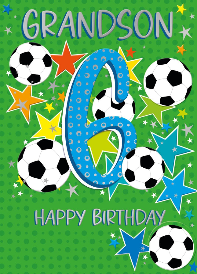 6th Birthday Card for Grandson, Football Star Design
