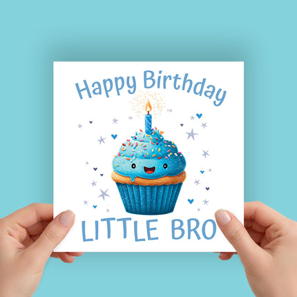 Birthday Card for Little Brother - Fun Cake Design - Premium Greeting Card with Envelope for Little Bro - Eco-Friendly & Recyclable