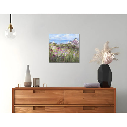 Artistic Coastal Scene Canvas Print - Summer Afternoon Painting by Diane Demirci - Contemporary Seaside Themed Artwork - Ready to Hang Home Decor - 40 x 40cm
