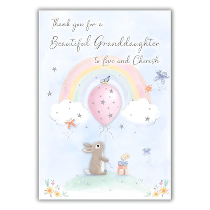 Thank You For A Baby Granddaughter Card - To Love and Treasure - Made in the UK - Eco-Friendly