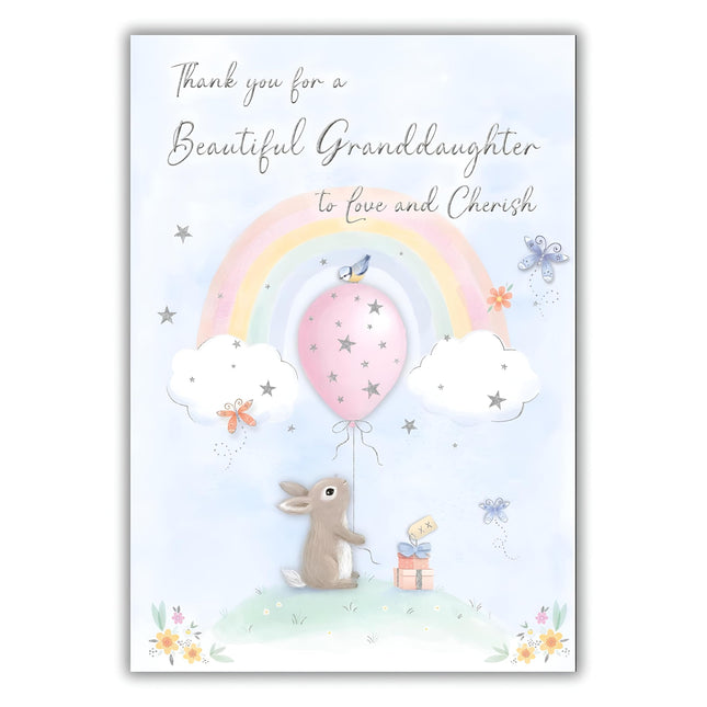 Thank You For A Baby Granddaughter Card - To Love and Treasure - Made in the UK - Eco-Friendly