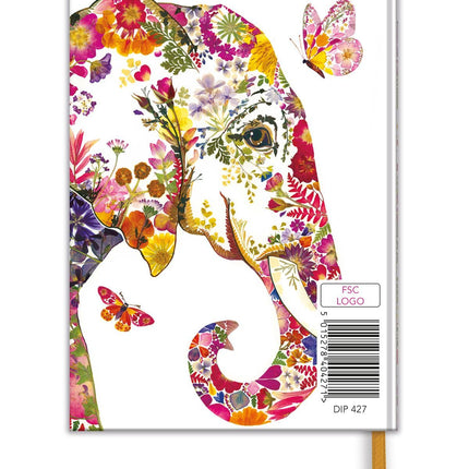 2027 A6 Diary - Week to View Compact Pocket Diary - Floral Elephant Design - UK Planner with Ribbon Bookmark