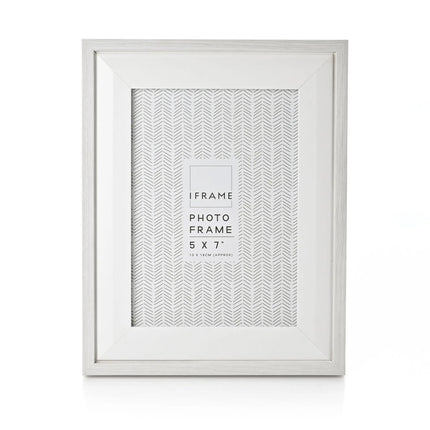 Widdop and Co Photo Frame 5x7 Inch, White & Grey Two Tone Design