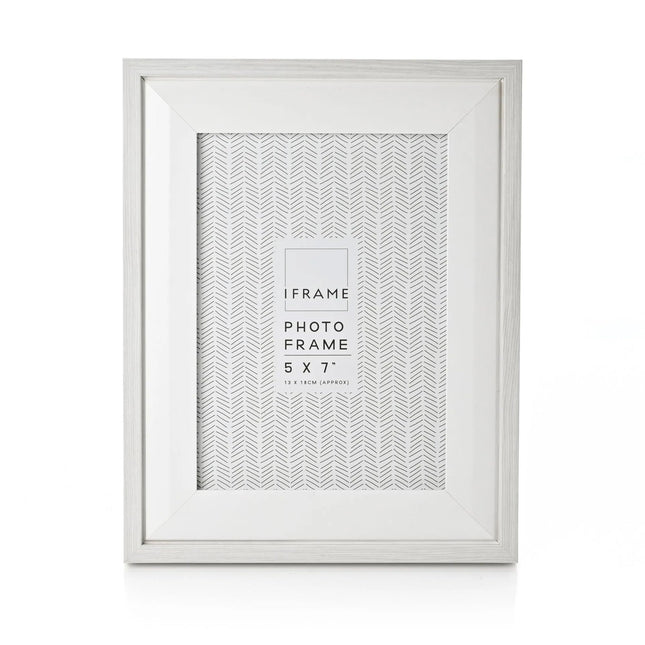 Widdop and Co Photo Frame 5x7 Inch, White & Grey Two Tone Design