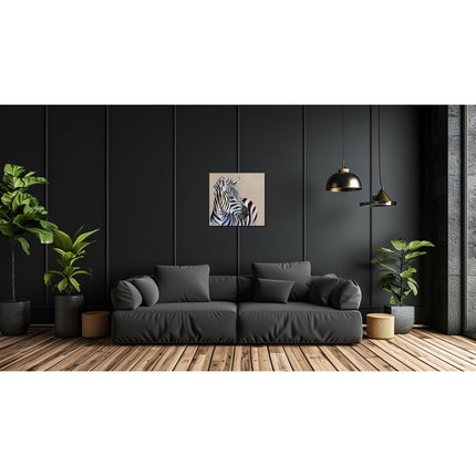 Zebra Canvas Print Wall Art - Artistic 'Zebadee' by Louise Luton - African Animal Themed Artwork - Ready to Hang Home Décor - 40 x 40cm