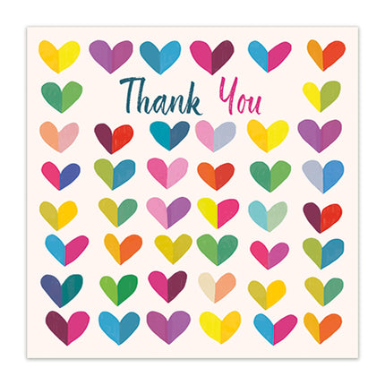 Thank You Notecards Pack of 6 - Cute Vibrant Love Hearts Design - Premium Greeting Cards Multipack with Envelopes - Eco-Friendly and Recyclable