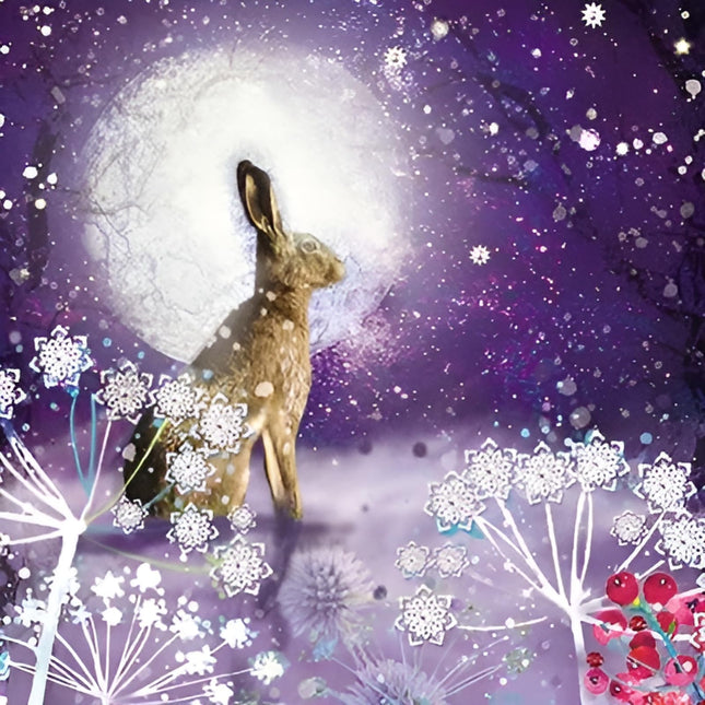 Charity Christmas Cards Pack of 6 - Charity Christmas Cards with a Hare in the Moonlight Design - Eco-Friendly Xmas Cards Multipack with Envelopes