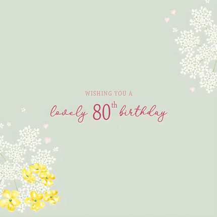 Female Pop Up 80th Birthday Card - Happy Birthday Card Age 80 with 'Birthday Wishes' Floral Butterfly Design and an Embossed Foil Finish - Birthday Card for Women
