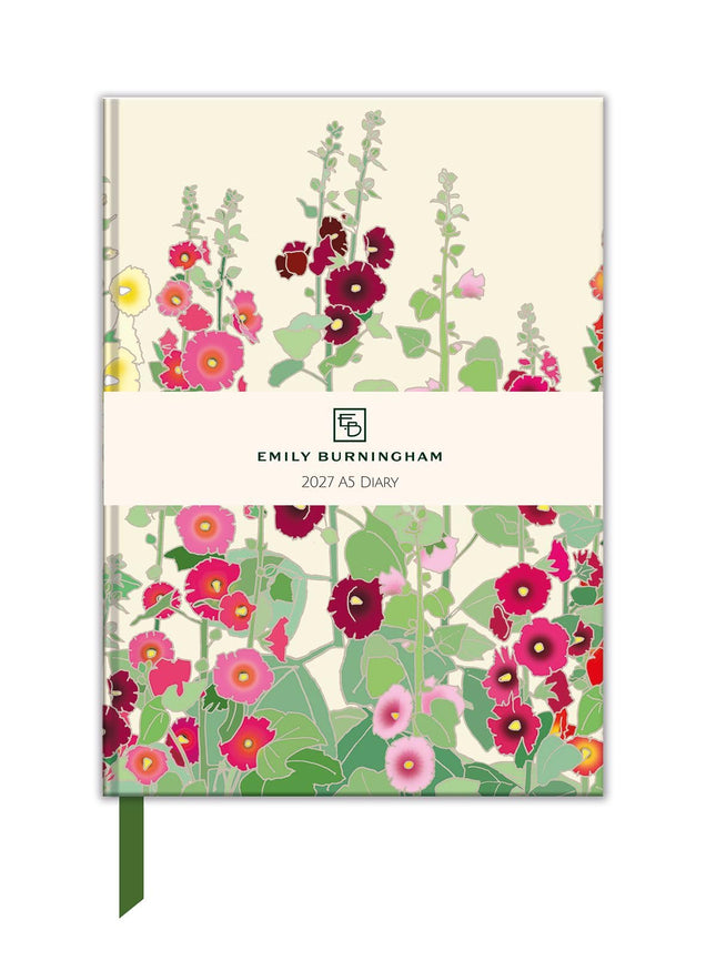 2027 A5 Diary - Week to View Desk Diary - Floral Design - UK Planner with Ribbon Bookmark