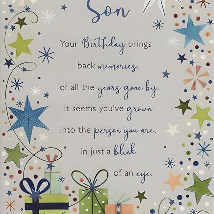 Birthday Card for Son – Modern Design & Sentimental Verse