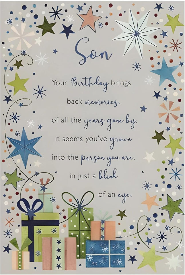 Birthday Card for Son – Modern Design & Sentimental Verse