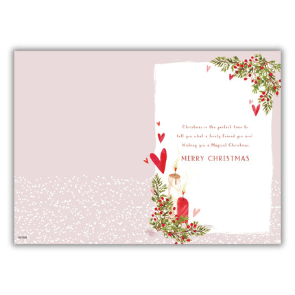IC&G Christmas Card for Friend - Festive Lantern - Embossed Foil & Flitter Finish - Premium Quality Special Christmas Greeting Card with Envelope