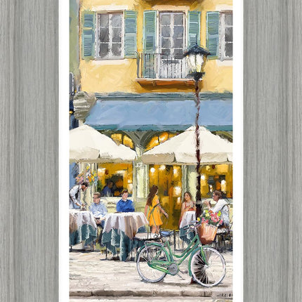 French Cafe Scene Framed Print Wall Art - Alfresco Scene Home Decor - Richard Macneil Artwork - Ready to Hang 'Cafe De Paris I' Painting - 49 x 29cm