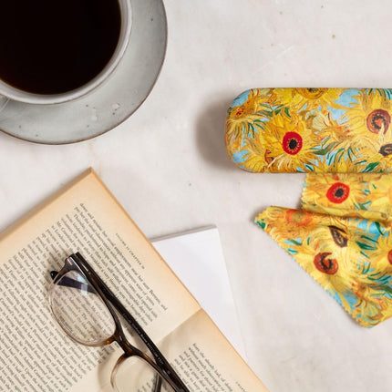 Hard Shell Glasses Case - Van Gogh Sunflowers Design - Luxury Reading Accessory