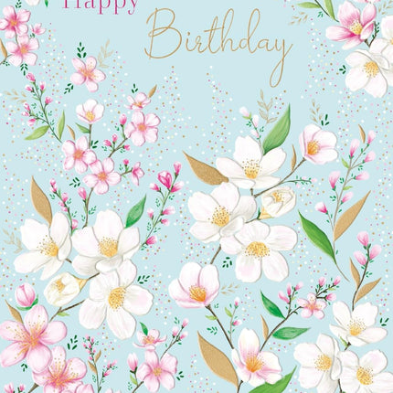 Birthday Card for Women - Stunning Floral Design - Embossed Foil Finish - Elegant Birthday Greeting Card with Envelope