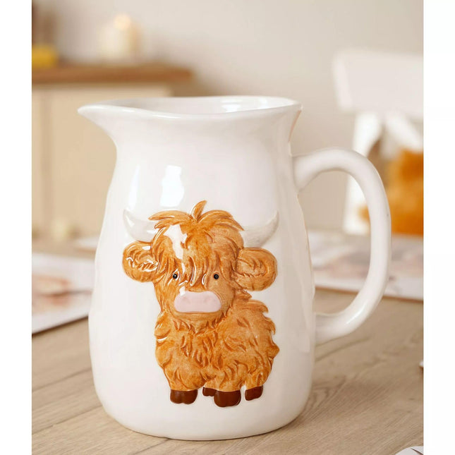 Widdop & Co. Ceramic Jug - Highland Cow Design - Charming Pitcher by Country Living