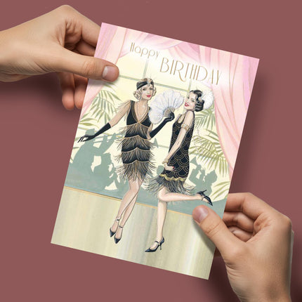 Birthday Card for Women - Art Deco Design - Embossed Gold Foil Finish - Premium Greeting Card with Envelope