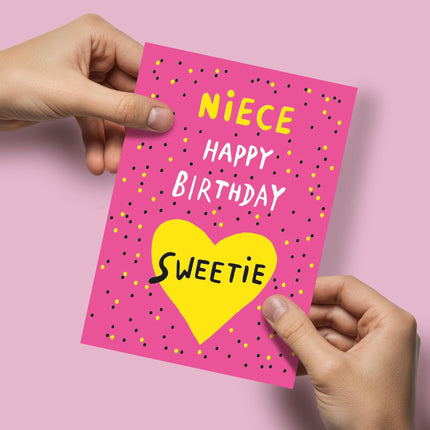 Birthday Card for Niece - Vibrant Love Heart Design - Textured Embossed Finish - Premium Greeting Card with Envelope