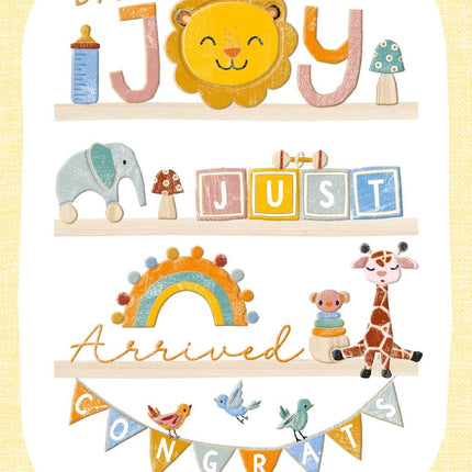 New Baby Congratulations Card, Gender Neutral Baby Shelves Design