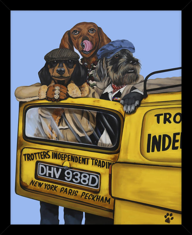 Funny Dogs Framed Print Wall Art - Animal Themed Home Decor - Craig Kenny Artwork - Ready to Hang 'Only Fools' Painting - 53.5 x 43.5 cm
