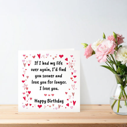Birthday Card for The One I Love - Romantic Love Hearts Design - Premium Greeting Card with Envelope for Husband, Wife, Boyfriend, Girlfriend or Partner - Eco-Friendly & Recyclable