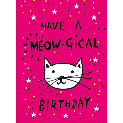 Birthday Card for Women or Girls - Amusing Cat Pun - Embossed Finish - Premium Birthday Greeting Card with Envelope - 'Have a Meow-gical Birthday'
