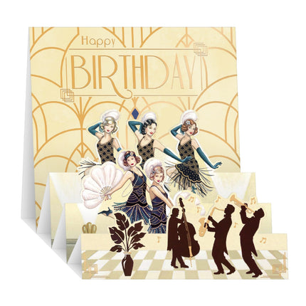 3D Pop Up Birthday Card for Her, 1920s Art Deco Design