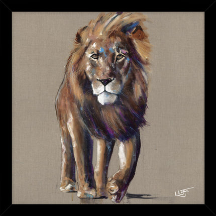 Wildlife Framed Print Wall Art - 'Breeze the Lion' by Louise Luton - Stunning Animal Picture - Ready to Hang Home Décor - 43.5 x 43.5 cm
