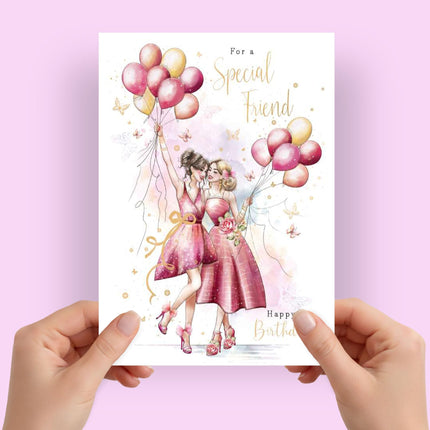 Birthday Card for a Special Friend - Stylish Feminine Design with Embossed Foil Finish, Eco-Friendly & Made in the UK