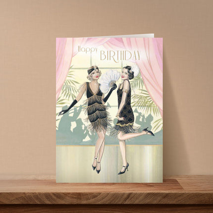 Birthday Card for Women - Art Deco Design - Embossed Gold Foil Finish - Premium Greeting Card with Envelope