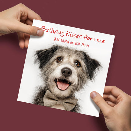 Funny Birthday Card for Dog Mum or Dog Dad - Amusing Slobber & Butt Joke from Fur Baby, Pet or Puppy - Premium Greeting Card with Envelope