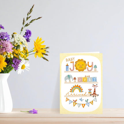 New Baby Congratulations Card, Gender Neutral Baby Shelves Design