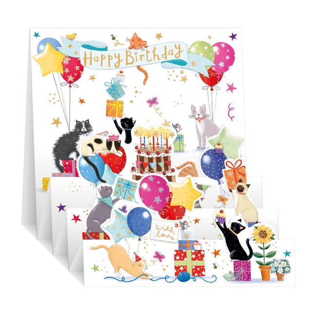 3D Pop Up Birthday Card, Party Cats Design