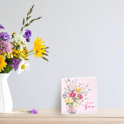 Thank You Cards Pack of 6 for Her, Pretty Flowers