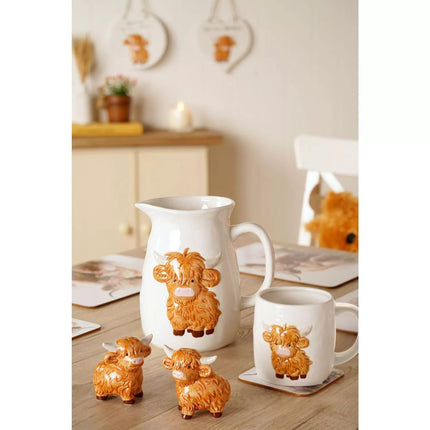 Widdop & Co. Ceramic Jug - Highland Cow Design - Charming Pitcher by Country Living
