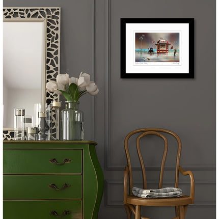 Seaside Framed Print Wall Art - Nostalgic Coastal Themed Home Decor - Adam Barsby Artwork - Ready to Hang 'The Great British Summer' Painting - 33.5 x 27.5cm