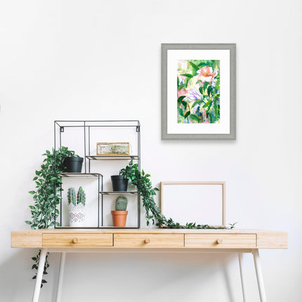 Floral Framed Print Wall Art - Abstract Flowers Home Decor - Sonal Nathwani Artwork - Ready to Hang 'White Blooms' Painting - 45 x 35cm