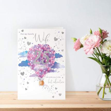 25th Anniversary Card for Lovely Wife, Silver Anniversary
