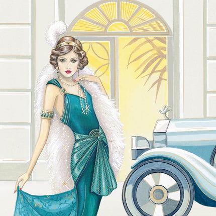 Birthday Card for Women - Stylish 1920s Design - Embossed Foil Finish - Elegant Birthday Greeting Card with Envelope