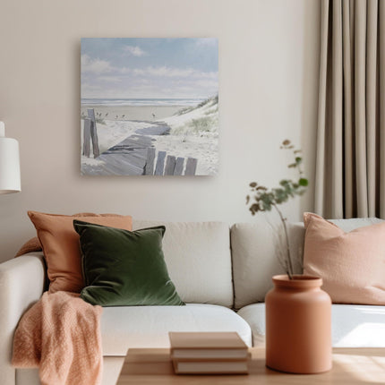 Coastal Scene Canvas Print - Pathway to the Beach II Painting by Richard Macneil - Contemporary Seaside Themed Artwork - 40 x 40cm