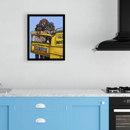 Funny Dogs Framed Print Wall Art - Animal Themed Home Decor - Craig Kenny Artwork - Ready to Hang 'Only Fools' Painting - 53.5 x 43.5 cm
