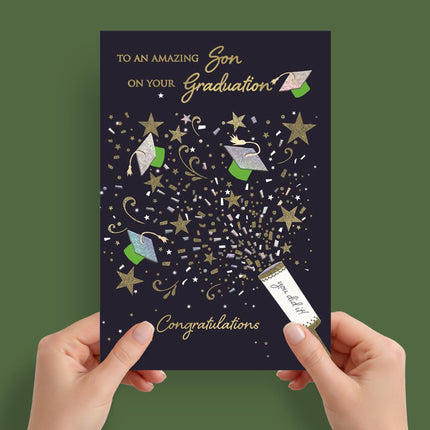Graduation Card for Son, Congratulations 'You Did It'
