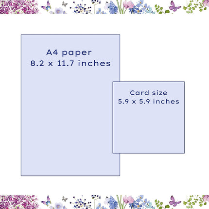 Birthday Card for Her – Floral Butterfly 'Birthday Wishes' Design