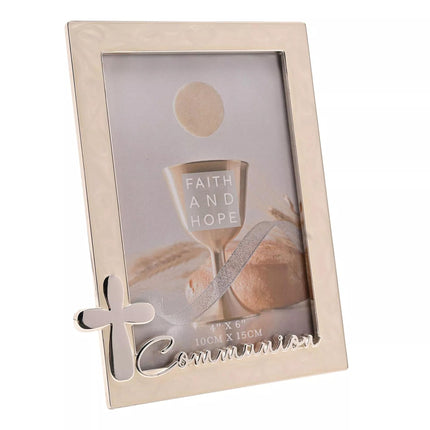 Widdop & Co. Communion Day 6x4'' Photo Frame - Religious Keepsake Silver Plated Picture Frame - First Communion & Religious Gift for Boys and Girls
