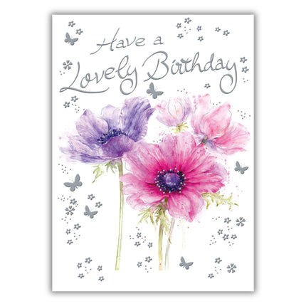 Birthday Card for Women - Pretty Watercolour Floral Design - Feminine Birthday Greeting Card - 'Have a Lovely Birthday'