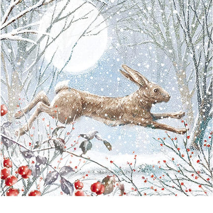 Charity Christmas Cards Pack of 6 - Charity Christmas Cards with Hare Leaping Through the Snow Design - Eco-Friendly Xmas Cards Multipack with Envelopes